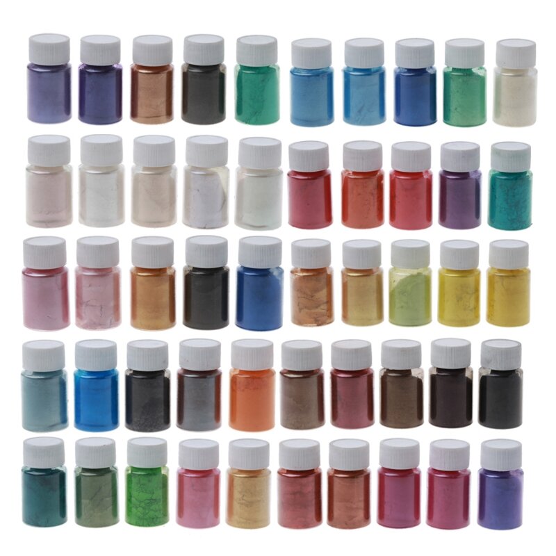 Polvo de Mica Brillante para Maquillaje, Kit de Pigmentos de Resina Epoxi, para Fabricación de Velas y Jabón de Baño, Envío Directo, por 50 Colores