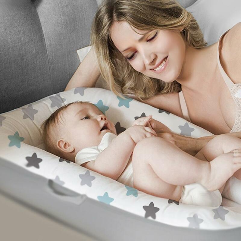 50*90cm Cotton Newborn Baby Bed Portable Travel Bed Washable Babynest Baby Crib Applicable to 0-18 Months Baby Bassinet Bumper