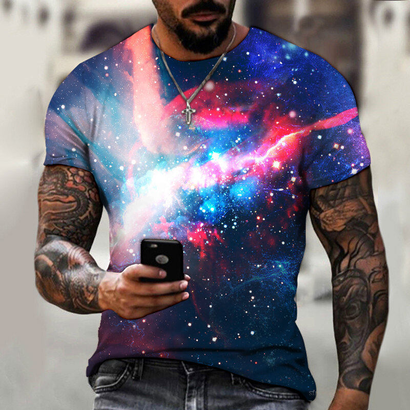 우주 우주 갤럭시 플래닛 3D 인쇄 남자 티셔츠 여자 티즈 스카이 스타 3D 인쇄 멋진 탑스 소년 패션 Streetwear 옷