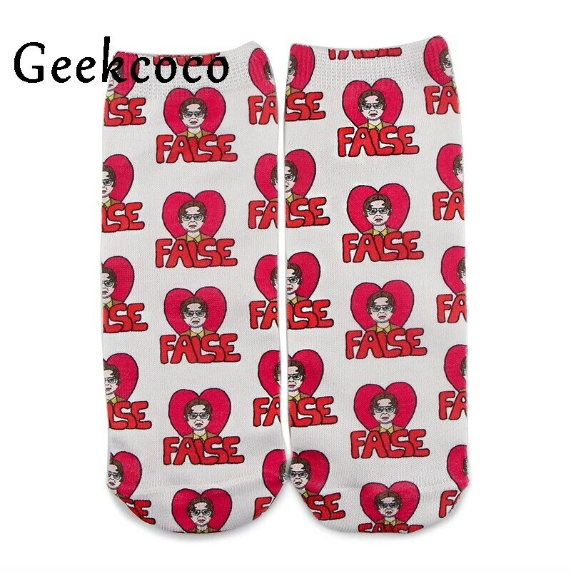 J1259 Cartoon The Office Tv Show Couple Cotton Short Socks Cute Unisex Skatebord Socks Fashion One Side Print Socks