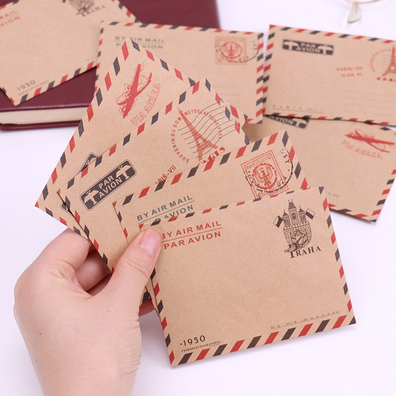 10 pezzi Mini busta di carta Vintage parigi moda carino buste di carta Kraft cancelleria coreana Kawaii per carte