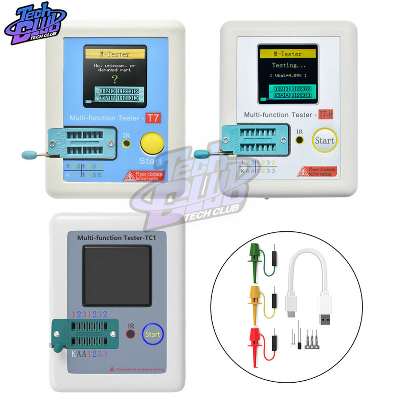 LCR-TC1 TC-T7-H TCR-T7 Transistor Tester Multimeter Colorful Display For Diode Triode MOS/PNP/NPN Capacitor Resistor Transistor