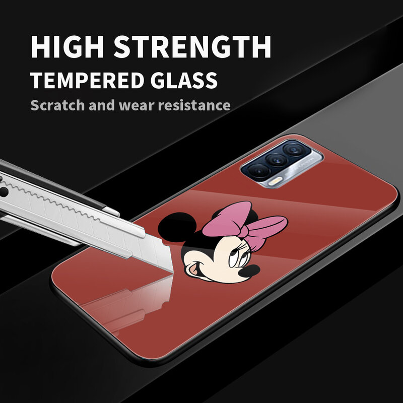 Disney Mickey Mouse Oswald para OPPO Realme 7i 7 6 5 Pro C3 XT A9 2020 A52 encontrar X2Lite de lujo funda de vidrio templado para teléfono cubierta
