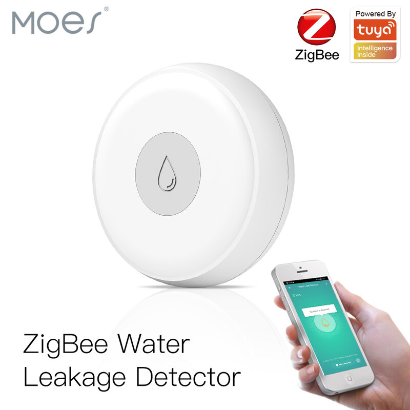 Sensor de vazamento de água inteligente zigbee, detector de inundação, alerta de sobrefluxo, sistema de alarme de segurança, tuya/smart life, aplicativo, controle remoto