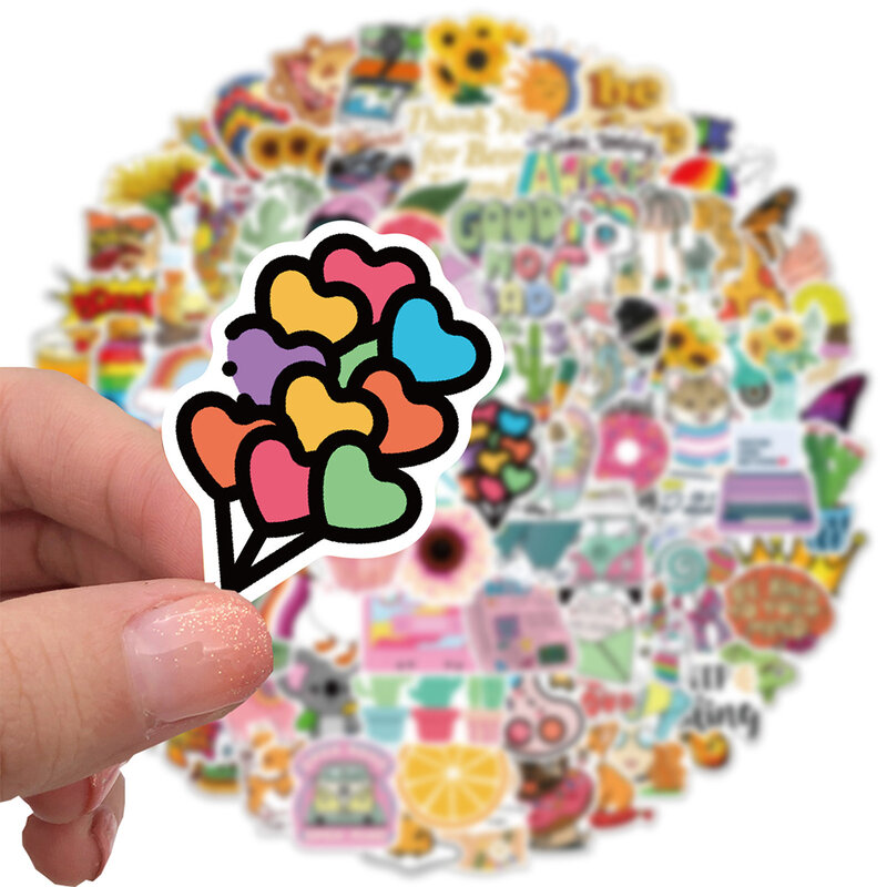 10/50/100 Buah Stiker Estetika Kartun Campuran untuk Botol Air Stiker Grafiti Kulkas Laptop Paket Stiker Tahan Air Mainan Anak