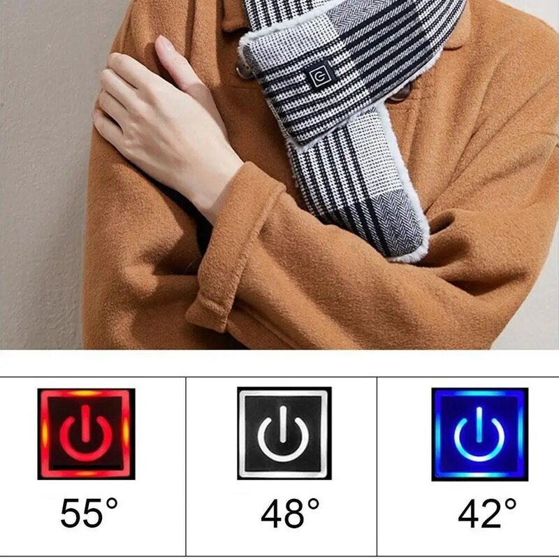 Зимний теплый шарф с имитацией кроличьего меха, перезаряжаемый через USB шейный воротник, защита от протекания, можно мыть напрямую