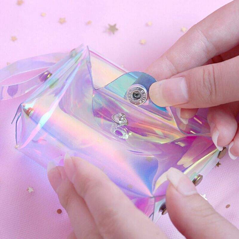 Monedero de gelatina transparente para mujer, bolsa de PVC con broche para tarjetas, suave, cuadrada, para dinero