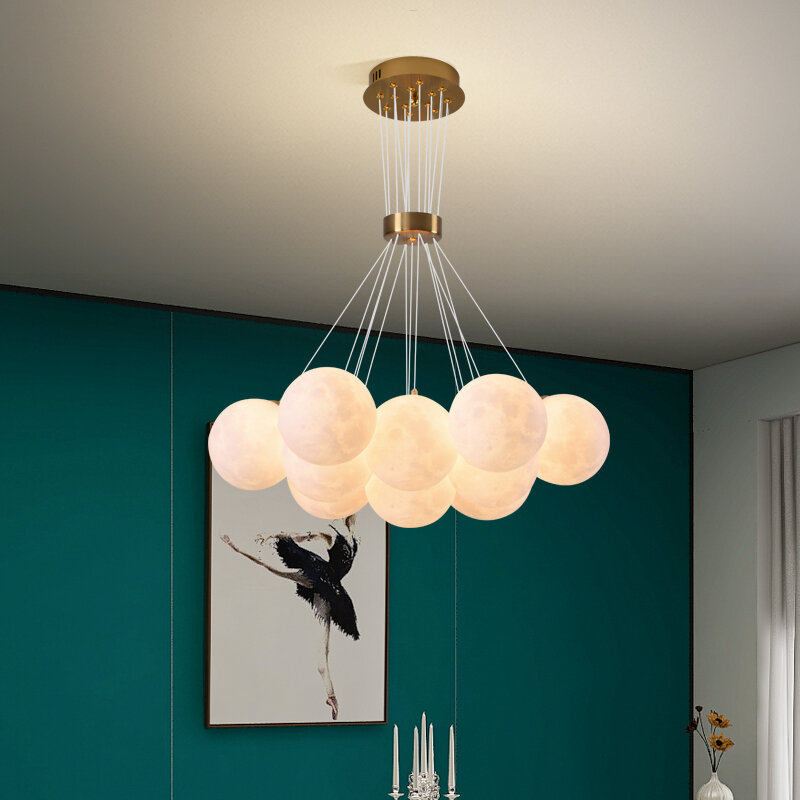 Lámpara de araña con forma de Luna, candelabro moderno de 7/13/19 bolas, sala de estar Decoración Para, dormitorio, luz colgante, suspensión