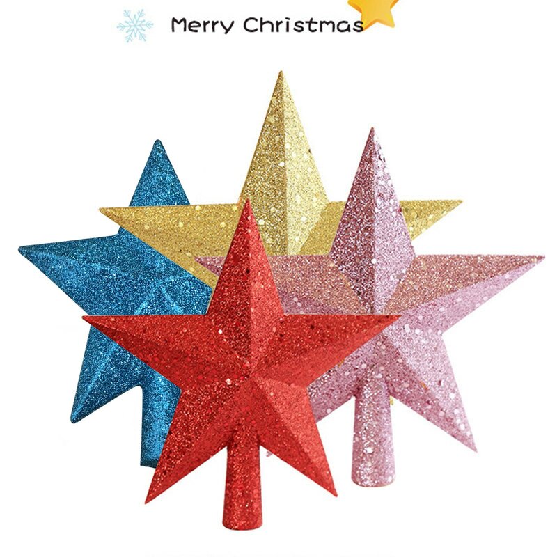 クリスマススターツリーの装飾,5ポイントの星の吊り下げ,家の装飾,クリスマスツリートップオーナメント,10cm,1個