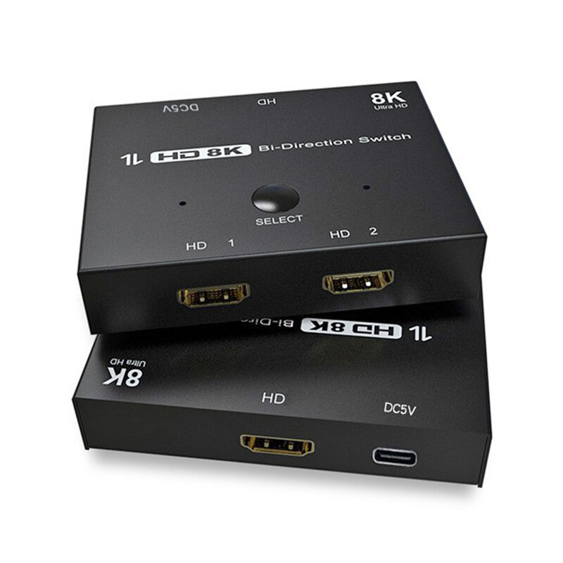 HDMI-Compatible 2.1 Switcher 2 in 1 out 8K@60Hz 4K@120Hz Ultra HD Switcher 2x1 Bi-Direction Adapter for PS4/5 Switch HDTV Xbox