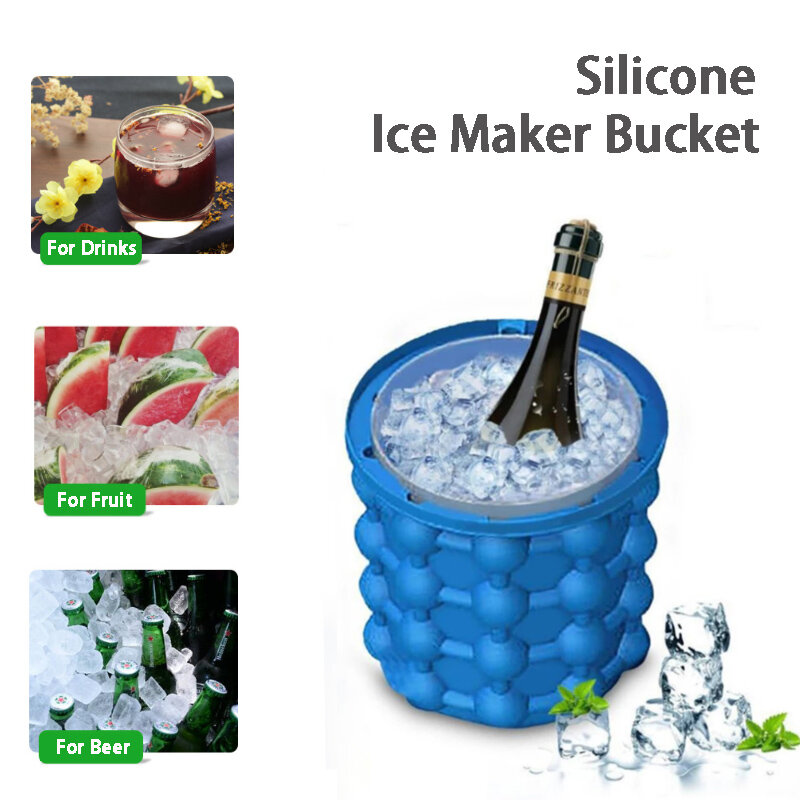 ซิลิโคน Ice Cube Maker ถาดแม่พิมพ์แบบพกพาถังน้ำแข็ง Cooler เบียร์พื้นที่ตู้เครื่องมือครัวประหยัดดื่มว...
