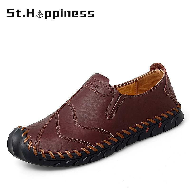 2021 New Men's Cow Leather Shoes High Quality Designer Handmade Dress Shoes Fashion Casual Business Driving Loafers Big Size Hot