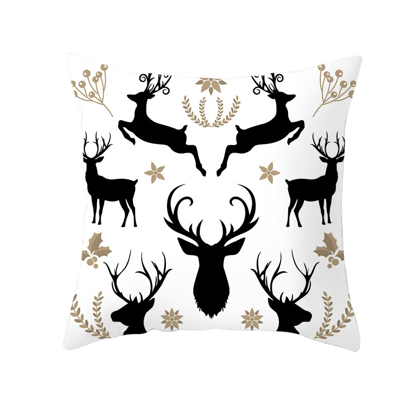 Colorful Christmas Elk Cushions Cover Polyester Cute Dog Snowman Pillow Case Home Party New Year Xmas Tree Pillow Cover For Sofa