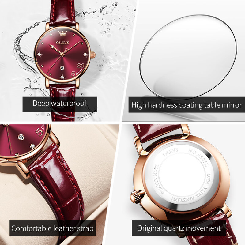 Montre femme 2021 olevs nova moda senhoras relógios à prova dwaterproof água relógio de quartzo feminino data automática vestido pulso reloj mujer