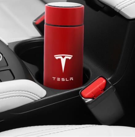 Termo inteligente con pantalla de temperatura, taza de agua al vacío de acero inoxidable con logotipo personalizado, 500ML, para Tesla modelo 3, 2017, 2018, 2019