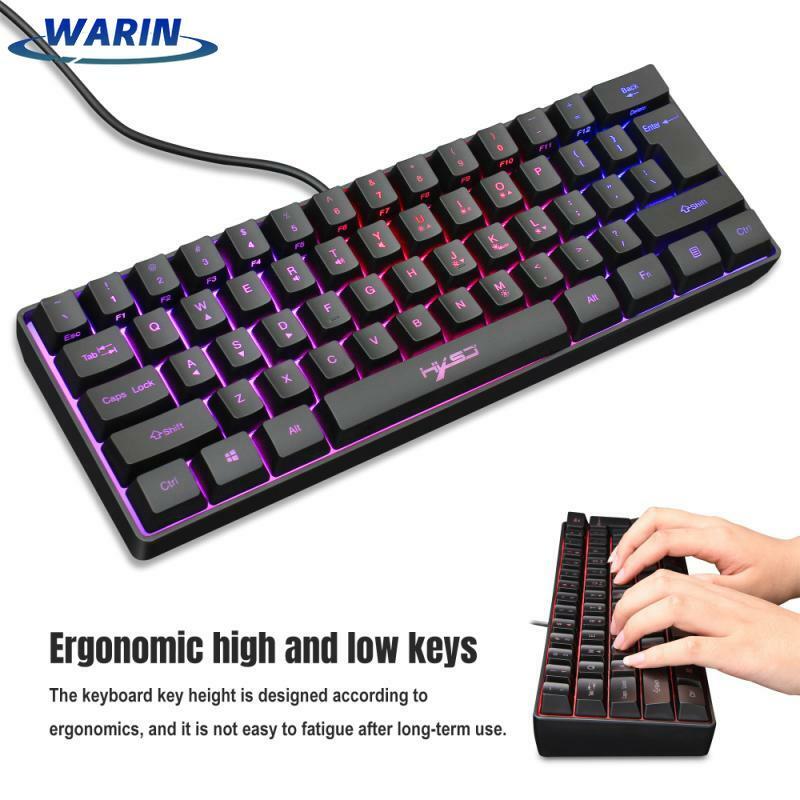 Игровая клавиатура с регулируемой яркостью и подсветкой, механическая клавиатура с диагональю 61 клавиши для игровых аксессуаров