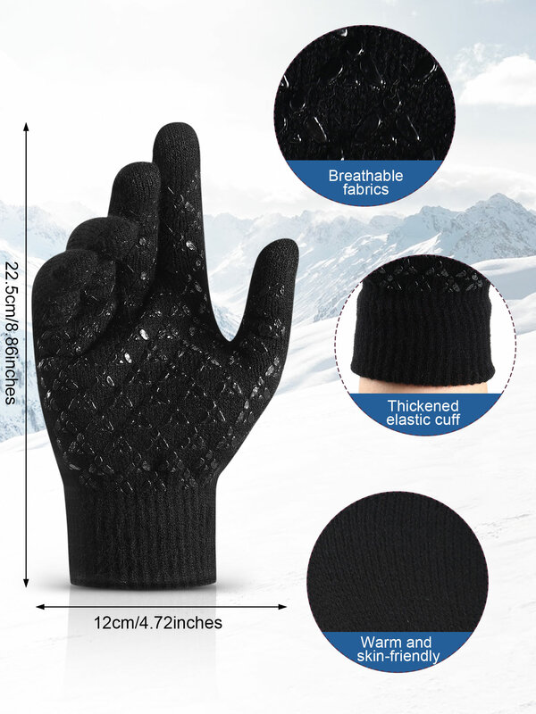 Conjunto de guantes de invierno para hombre y mujer, conjunto de guantes Unisex con visera táctil, antideslizantes, a prueba de viento