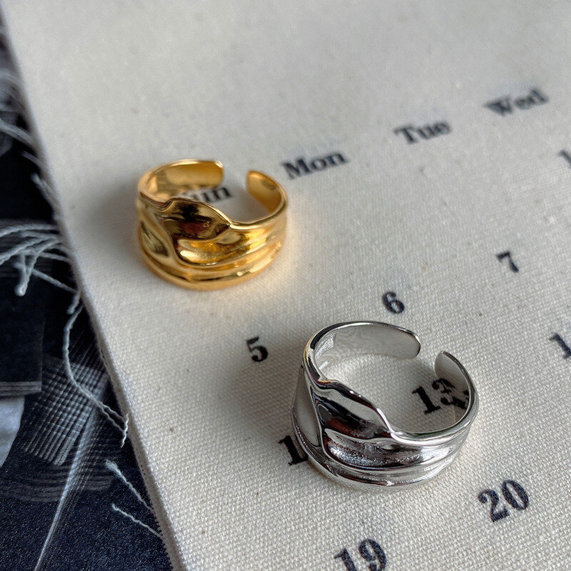 S'STEEL-anillo minimalista Irregular de Plata de Ley 925 para mujer, sortija de compromiso de lujo Punk, joyería fina de tendencia 2021 abierta