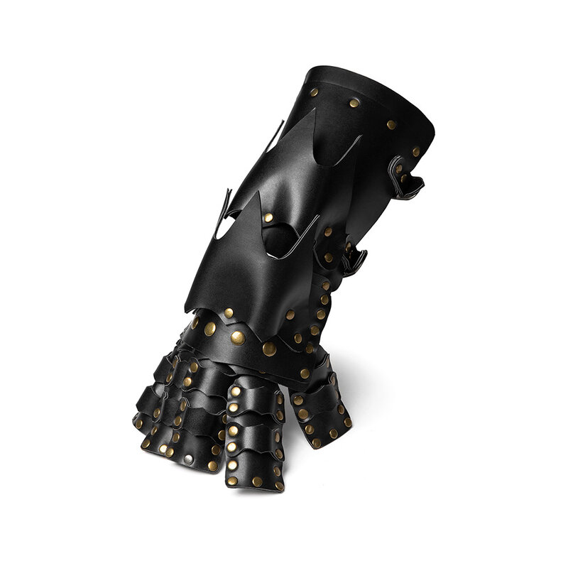 Steampunk guanti da braccio meccanici retrò Halloween Prom Party PU pelle decorazione cinque guanti senza dita