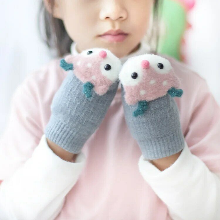 Bebê novo bonito veados luvas com som de lã de malha de inverno recém-nascidos luvas de veludo grosso crianças manter o dedo quente 0-4 anos de idade