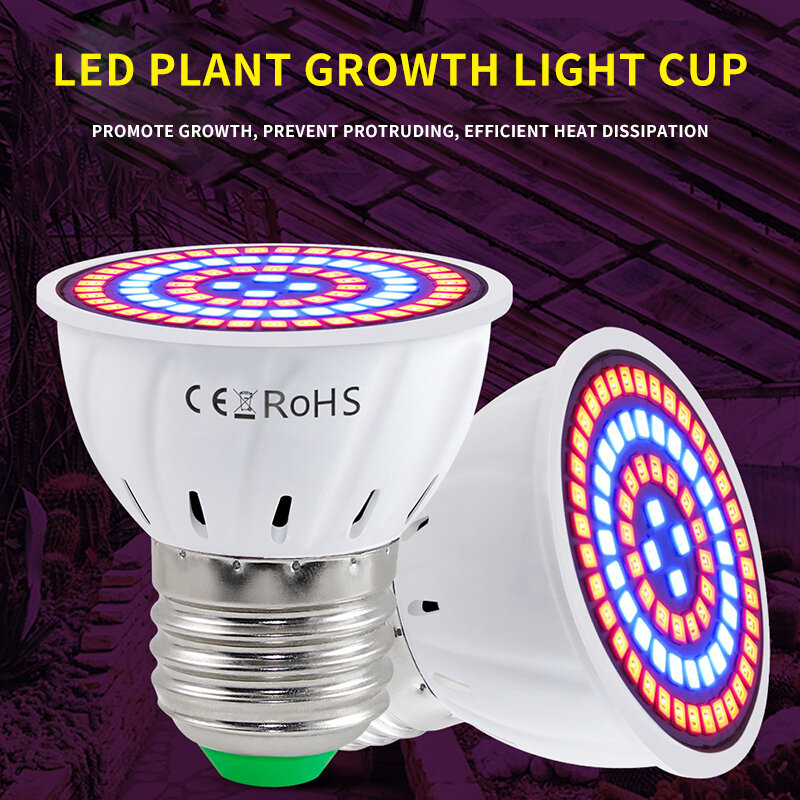 Bombilla LED de crecimiento hidropónico Phyto B22 GU10, lámpara UV de espectro completo, E27, 220V, E14 para plántulas de flores, 2 piezas