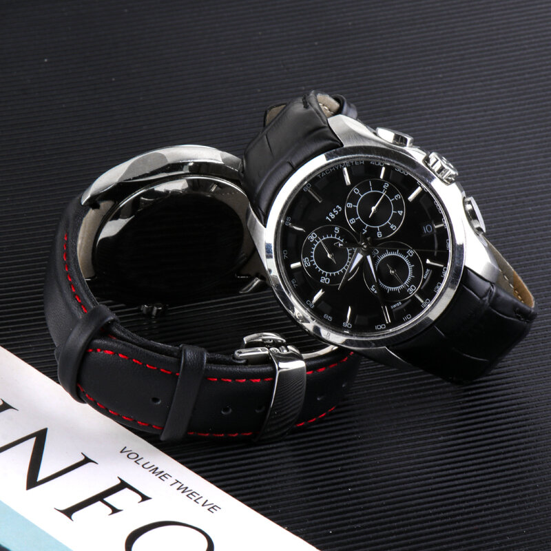 Pulseira de relógio de couro genuíno, pulseira para relógio tissot couturier t035 t035617/627 pro pulseira relógio 22/23 fivela de escova de/24mm