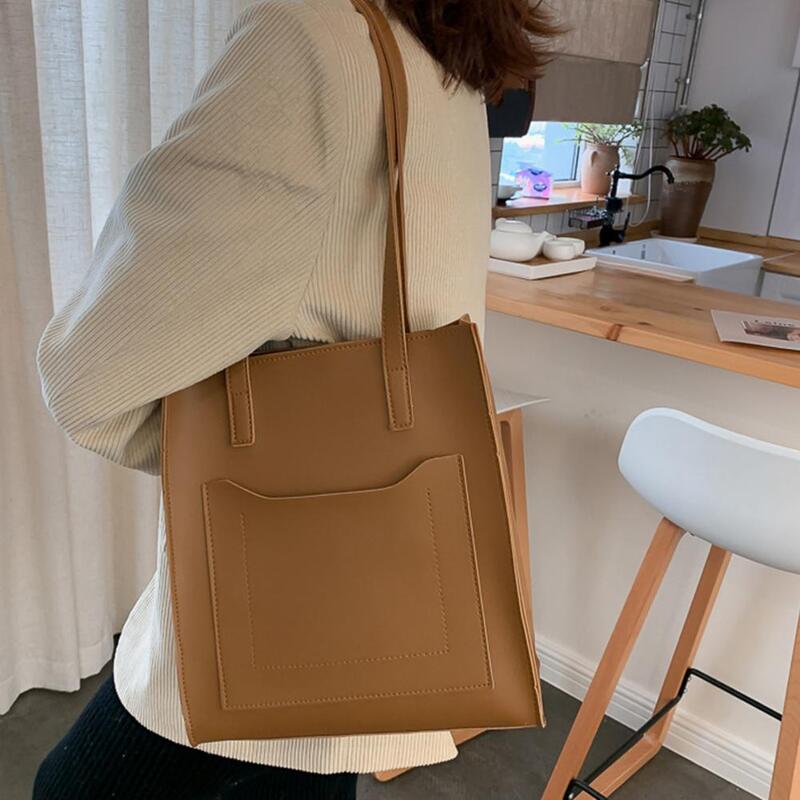 Sac à bandoulière en Faux cuir à fermeture éclair lisse de grande capacité, sac de voyage à poignée de couleur unie pour répondre aux besoins