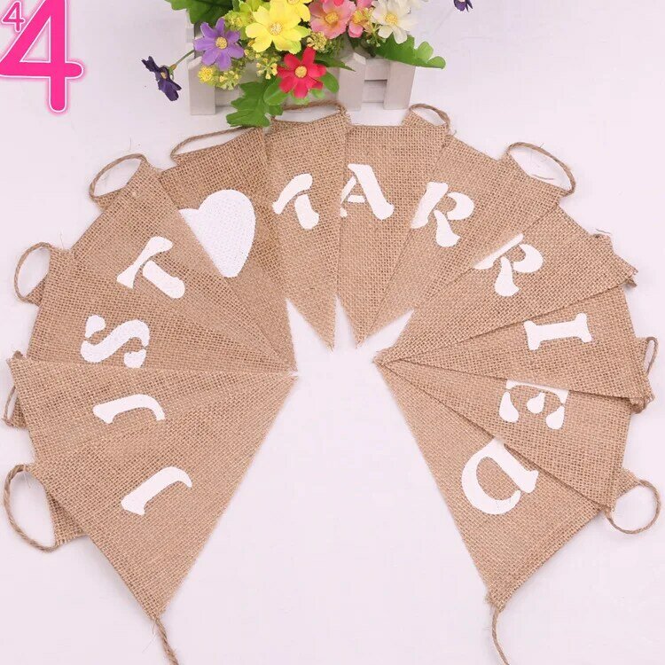 Hessian Bunting Banner Rustic Party Decoration 4