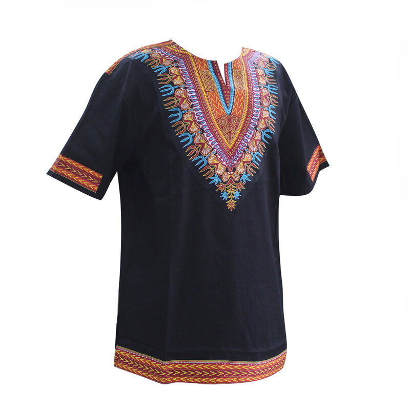 Dashiki Print 2022 Hot Sale African T-shirt For Adult Small V-neck Short Sleeve Summer Anakra Traditional Tops Cotton Material