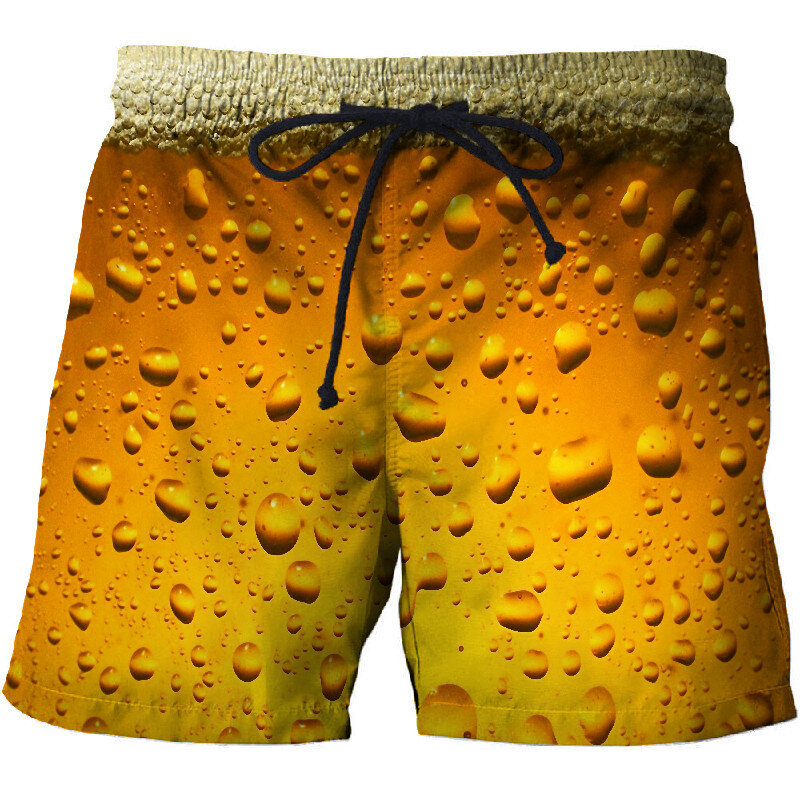 Pantalones de playa con gotas de agua para hombre, bañador de secado rápido, ropa deportiva para natación y fitness, pantalones cortos con estampado 3D divertido, novedad de 2021
