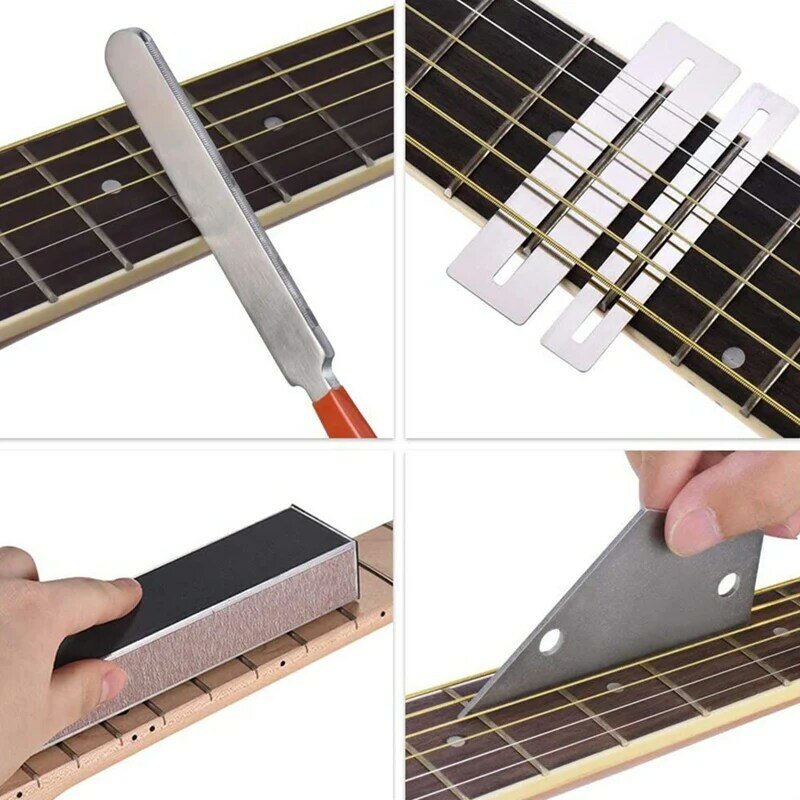 Alat Luthier Papan Jari Gitar, Kikir Kikir Fret Gitar, Balok Perata Fret, Balok Perata Pengamplasan dan Penyebar Benang