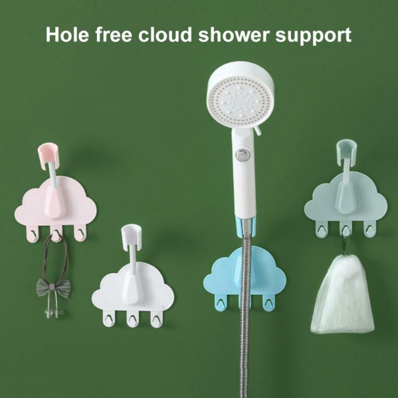 360° Cloud Shower Head Stand Removable ABS Shower Head Holder Wall Mount Shower Head Storage Shelf Rack Bathroom Accessories