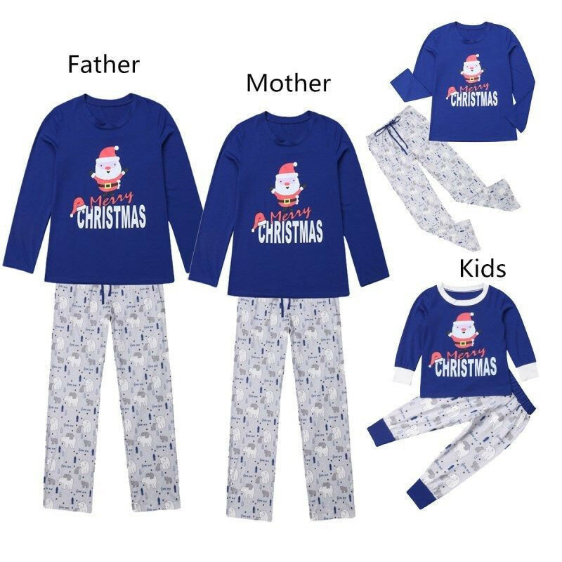 Conjunto de pijama de natal para família e crianças, roupa de dormir, pijama estampado com o natal para adultos e crianças