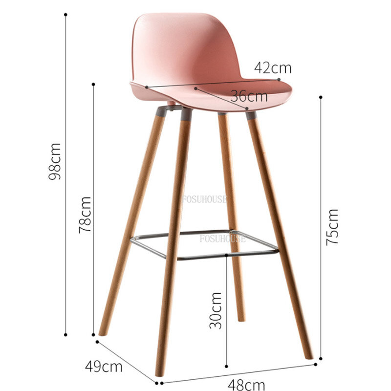 Nordic krzesło barowe wysokie stołki kreatywny dom stołek barowy nowoczesny minimalistyczny Ins krzesło barowe s z litego drewna stołki na wysokiej stopce do kuchni