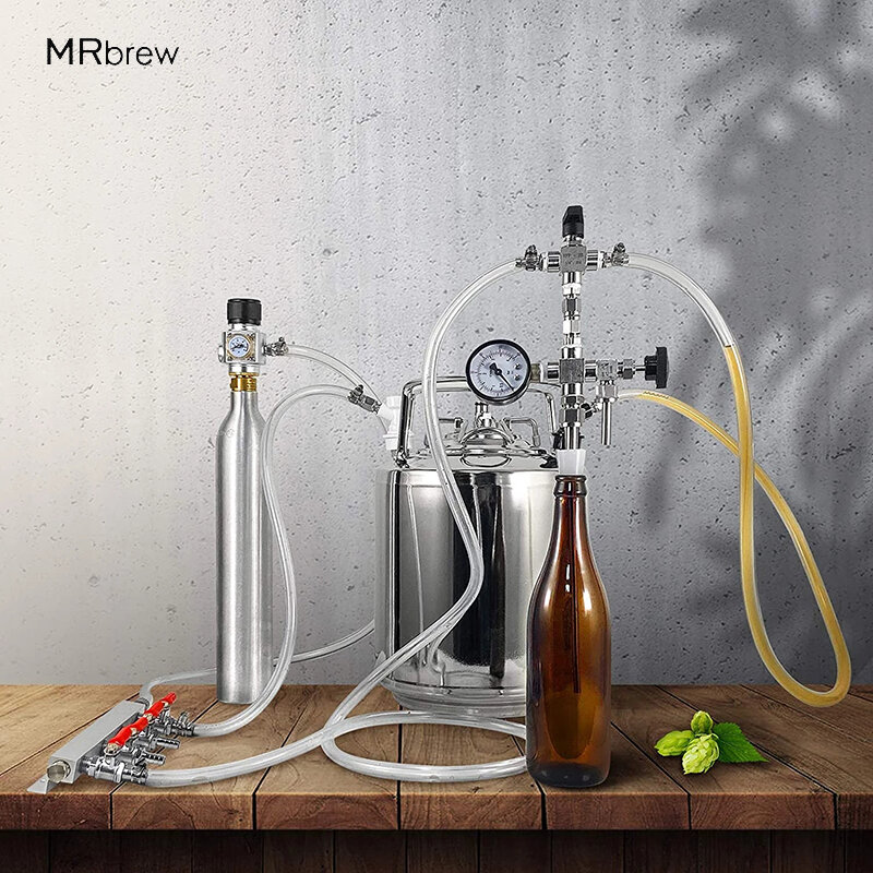 Bier Transfer Kit (6L Rvs Biervat & Co2 Regulator Tank & Teller Druk Fles Filler & Gas spruitstuk) voor Homebrew