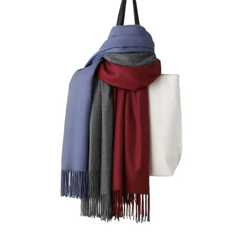 Sjaal vrouwen plaid solid cashmere sjaals met kwastje dame herfst winter dikke lange sjaal hoge kwaliteit vrouwelijke shawl hot koop