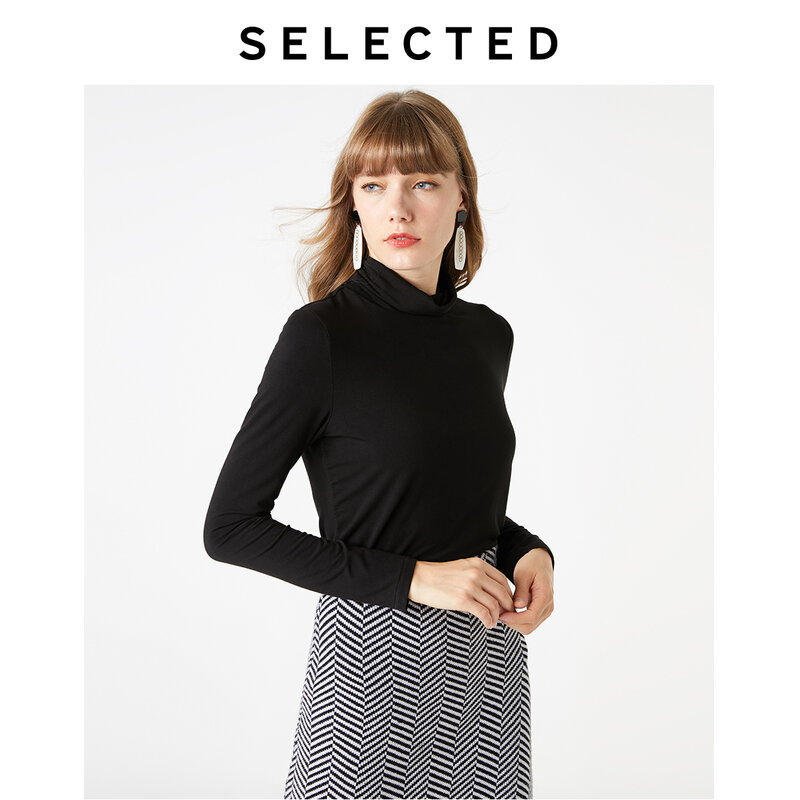 SELECTED Women Modal Turtleneck Stretch Knitted Elastic Sweater SIG|419402501