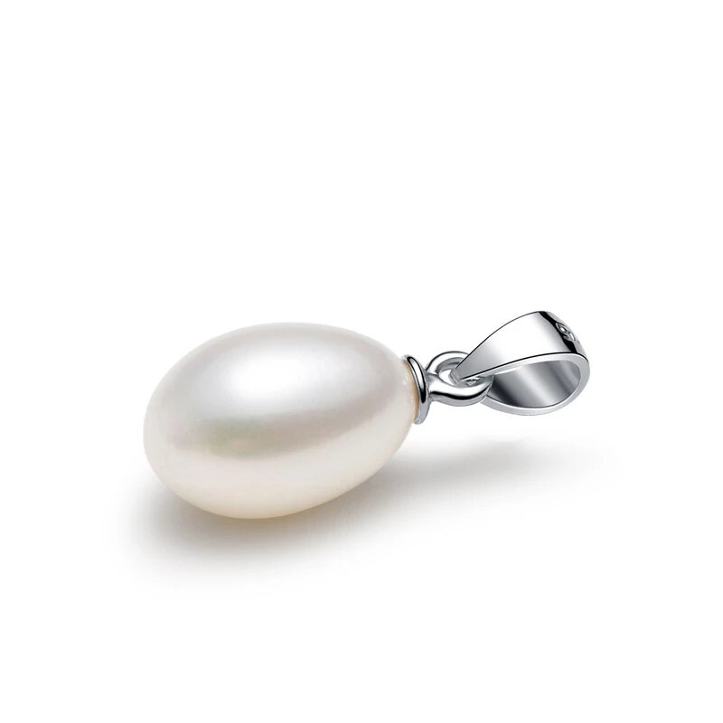GNPearl Genuien Perle Minimalistischen Anhänger Halsketten 925 Sterling Silber 8-9mm Natürliche Süßwasser Drop Form Choker Kette gN perle