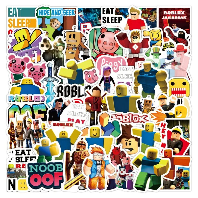 53Pcs Game Anime Roblox Dynablocks Graffiti Stickers Diy Bagage Laptop Scooter Koelkast Cup Cartoon Briefpapier Sticker Speelgoed