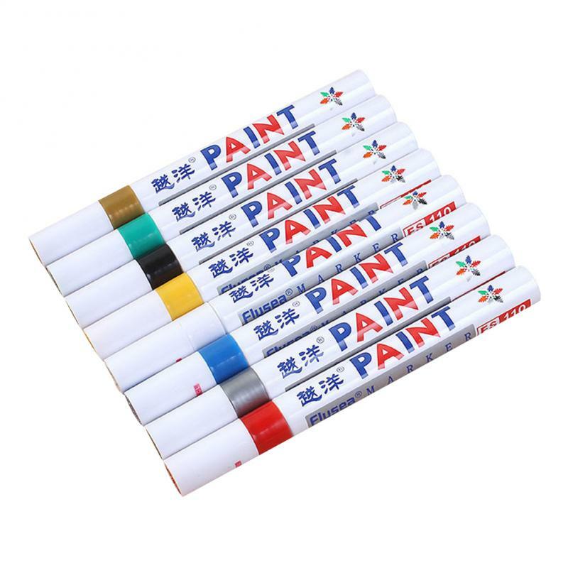 Kit marcadores de tinta permanente à prova de desbotamento 12 cores, uso em papelaria, marca pneu de carro, metais, cds e pisos, tinta à prova de desbotamento