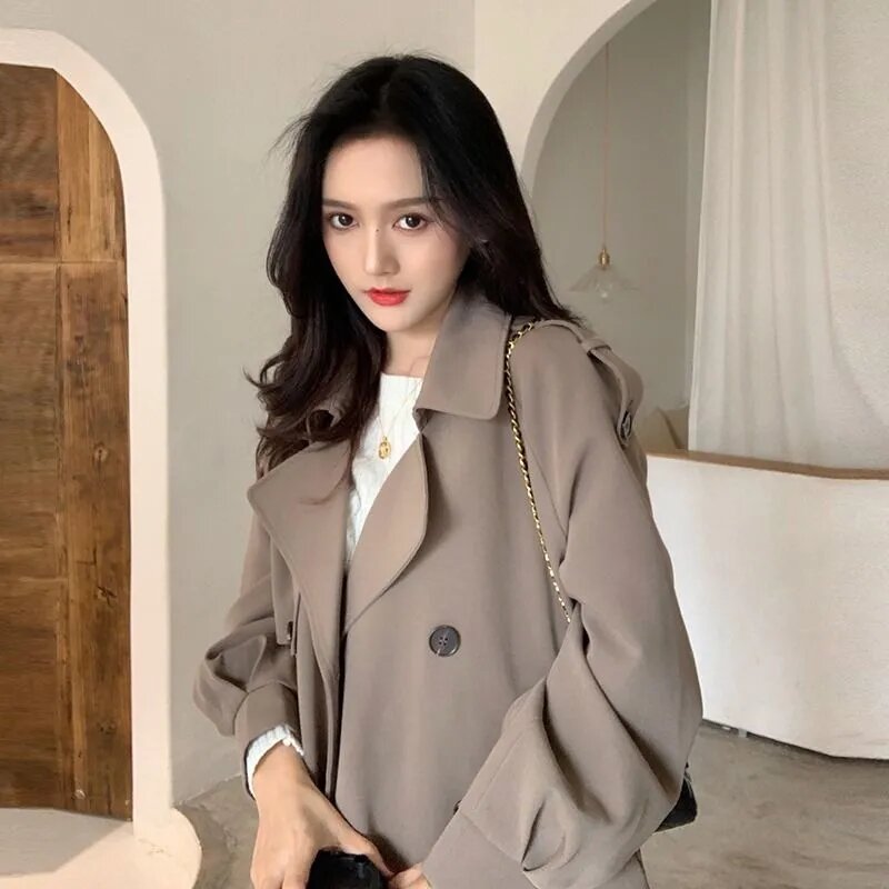 Gabardina para Mujer, abrigo ajustado y suelto, moda coreana, elegante, combina con todo, chaqueta De Temperamental, novedad, primavera y otoño