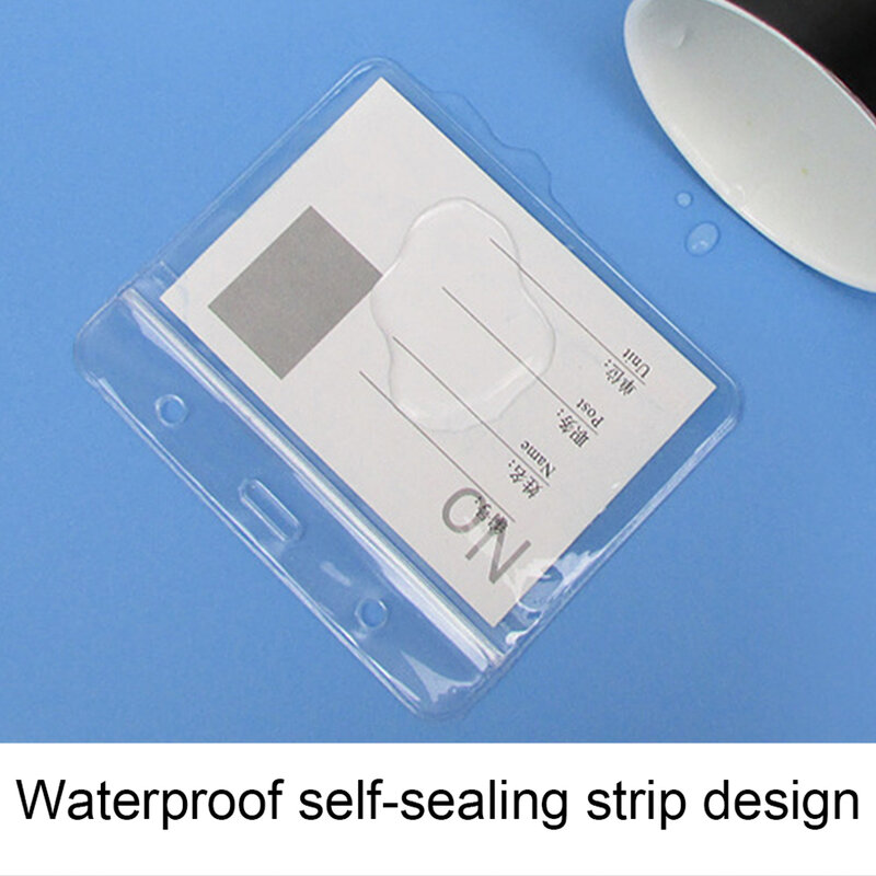 Porta-cartão de identificação transparente à prova d'água, suporte vertical e transversal com nome e etiqueta