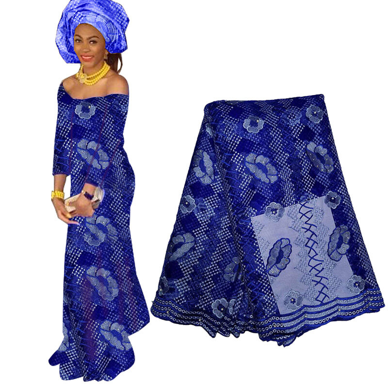 Mais novo africano tecidos de renda floral 2019 bordado renda líquida francês tule tecido renda nigeriano para festa casamento