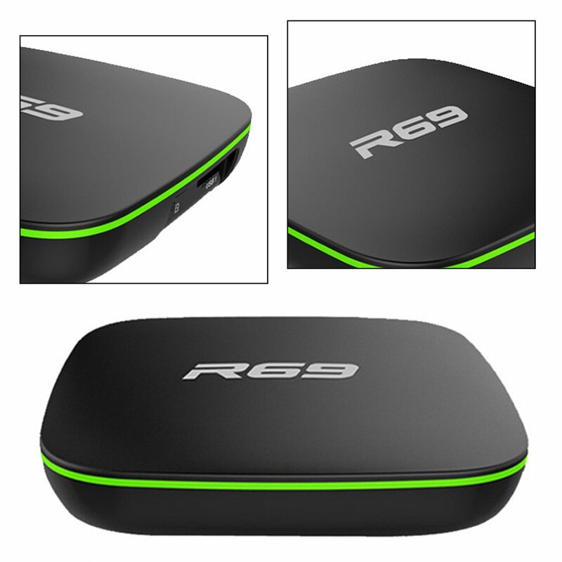 R69 smart tv box 2gb + 16gb 4k quad-core de alta definição 2.4g wifi conjunto superior caixa 1080p suporte 3d filme media player
