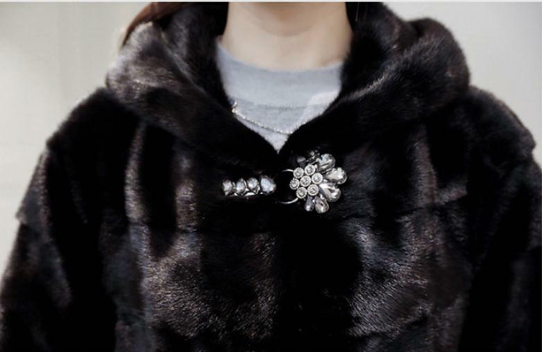 Womens longa seção imitação de pele outwears preto com capuz falso vison casacos de pele inverno outono moda faux peles jaquetas k1220