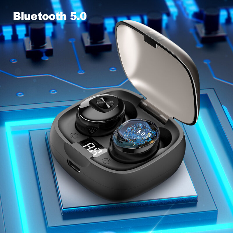 Arlado XG-08 Bluetooth 5.0 słuchawki wodoodporne Mini słuchawki bezprzewodowe Sport 3D słuchawki Stereo z cyfrowym wyświetlaczem LED