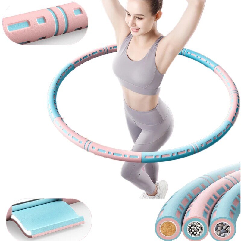 6 Sections Detachable Stainless Steel Easy Sport Hoop Buiktrainer Fitness Gym Tool Weighted Waist Trainer Ring Workout Equipment