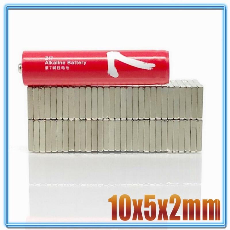 20/50/100/200Pcs Rectangular Magnet 10X5X1 10X5X2 n35 NdFeB Blok Super Kuat Kuat Magnet Permanen Imanes 10*5*1 10*5*2