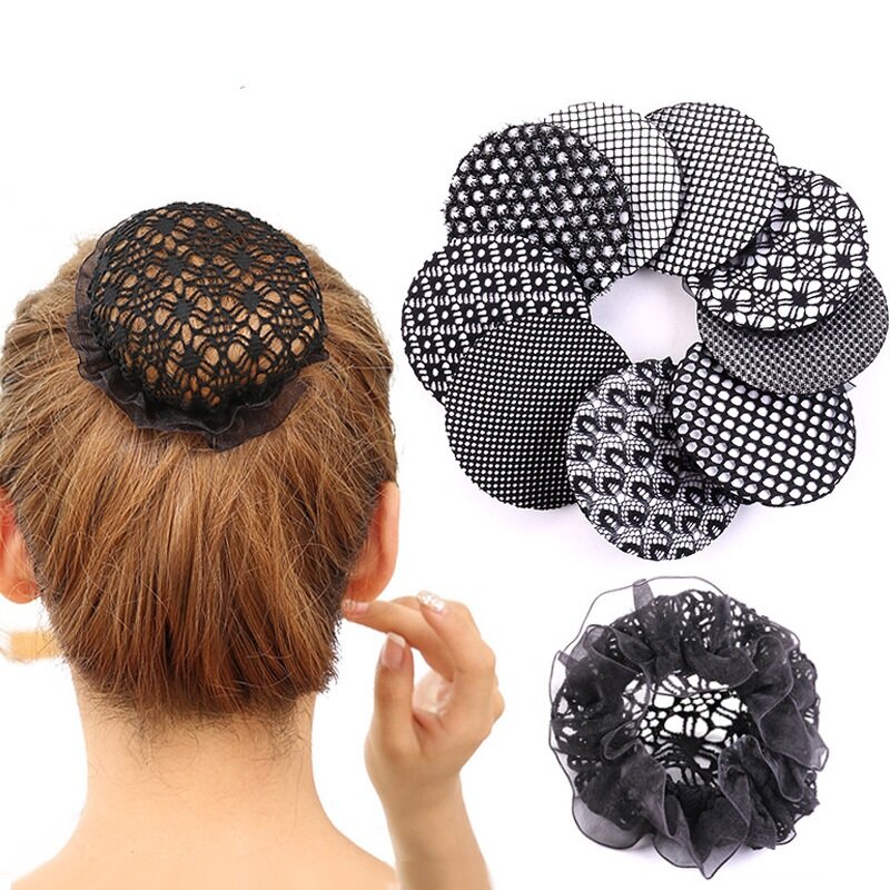 5PCS/Set New Women Band Head Hairnet Buns Hair Net Invisible Net Dance Hair Accessories