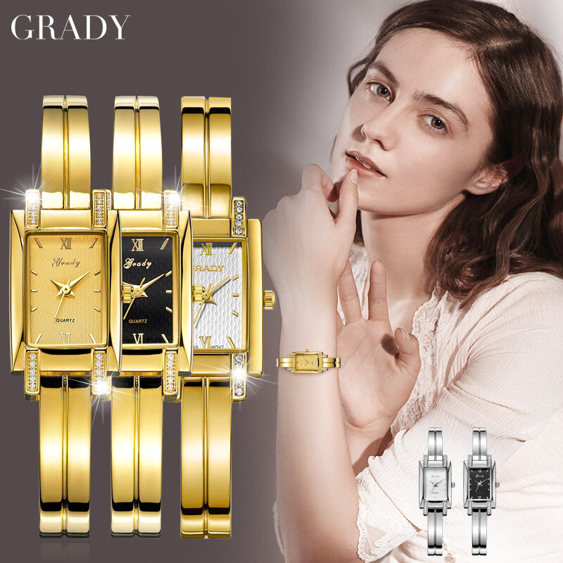 GRADY zegarek damski dla kobiet w stylu Vintage złoty Top marka luksusowa moda wysokiej jakości wodoodporna darmowa wysyłka bransoletka zegarek
